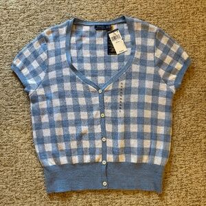 Polo Ralph Lauren Women's Gingham Cardigan Size XL Linen Cotton New with Tags
